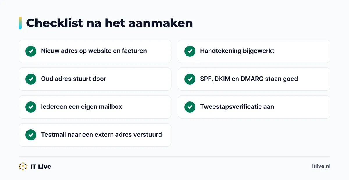 Checklist om te controleren of je zakelijke e-mailadres goed en veilig is ingesteld