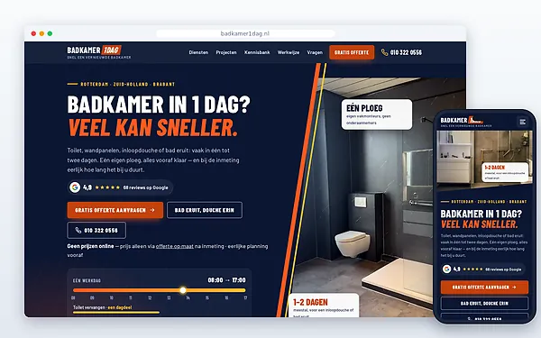 Badkamer1dag — website door Layg