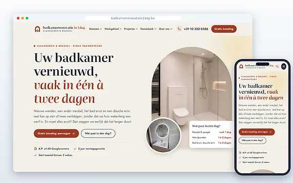 Badkamerrenovatie in 1 dag — website door Layg