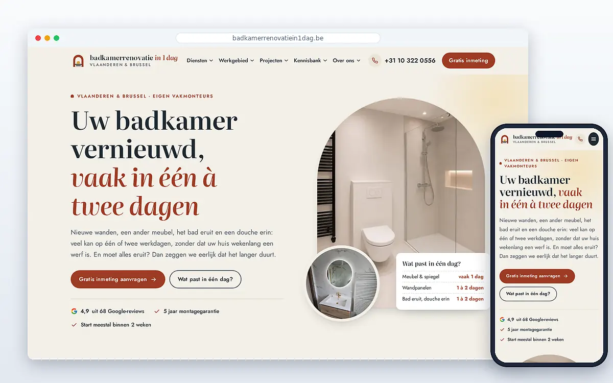 Badkamerrenovatie in 1 dag