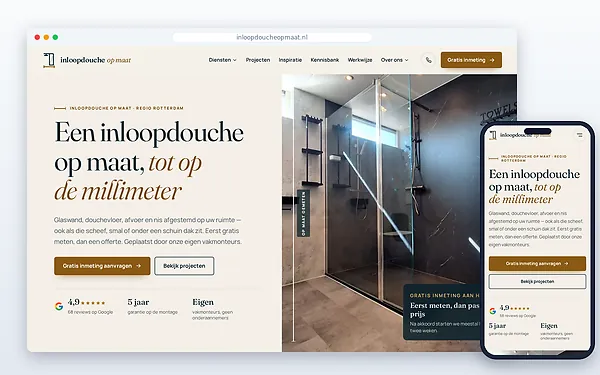 Inloopdouche op Maat — website door Layg