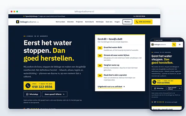 Lekkage Badkamer — website door Layg