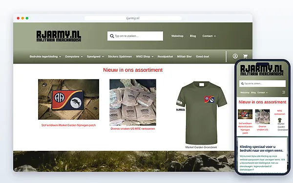 RJ Army Merchandise — website door Layg