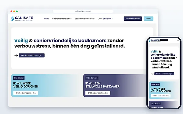 SaniSafe — Safe Badkamers — website door Layg