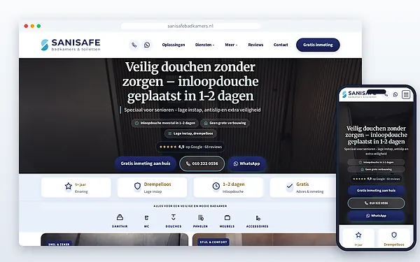 SaniSafe Badkamers — website door Layg