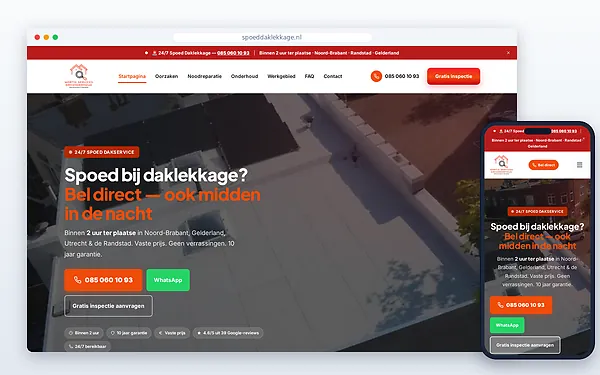 Spoed Daklekkage — website door Layg